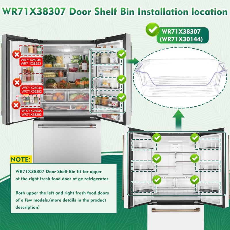 Garsoo WR71X38307, WR71X30144 Door Shelf Bin Compatible with ge refrigerators (some models): GFE26JYMNFFS, GNE27JYMNFFS, GNE27JYMWFFS etc, Door Shelf Replacement: 4975750, AP7186356, EAP16729788, PS16729788 - Image 3